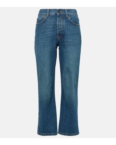 The Row Mid-Rise Straight Cropped Jeans Lesley - Blau
