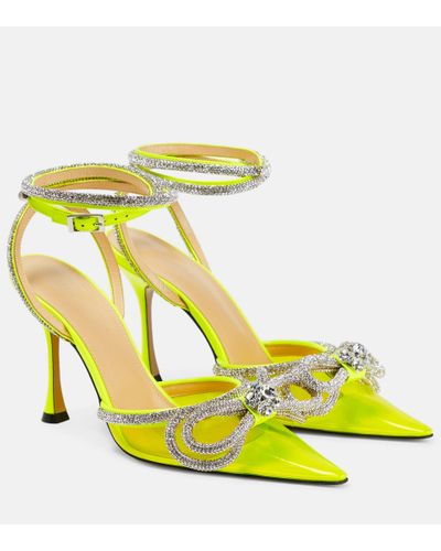 Mach & Mach Double Bow Embellished Pvc Pumps - Yellow