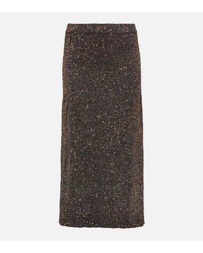 Altuzarra Milos Metallic Knit Maxi Skirt - Brown