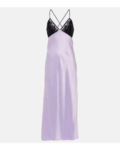 The Sei Lace-trimmed Silk Satin Gown - Purple