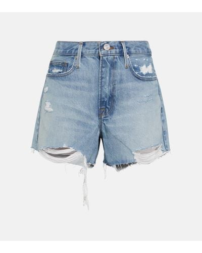 FRAME Shorts Le Brigette di jeans distressed - Blu