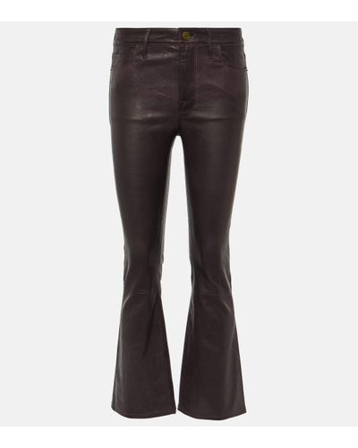FRAME Le Crop Mini Boot Leather Trousers - Grey