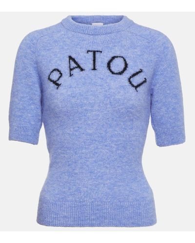 Patou Logo Jacquard Alpaca-blend Sweater - Blue