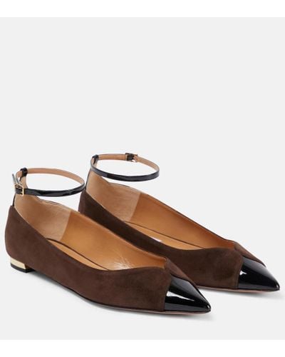 Aquazzura Pinot Suede Ballet Flats - Brown