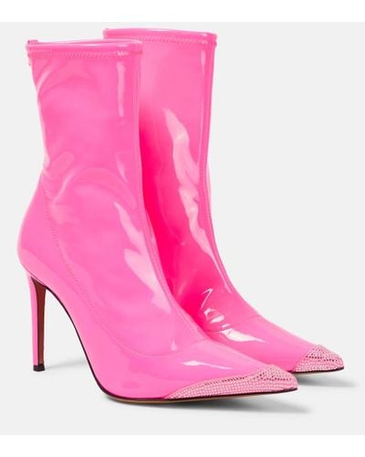 Alexandre Vauthier Crystal-embellished Faux Leather Ankle Boots - Pink