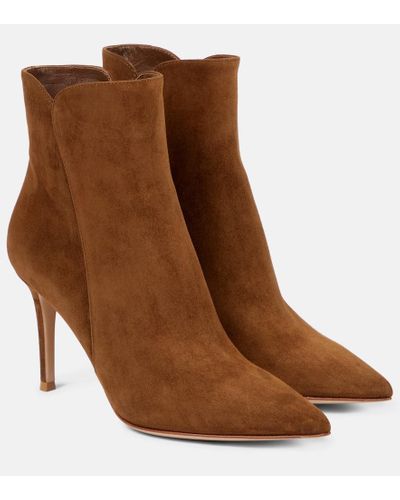 Gianvito Rossi Levy 85 Suede Ankle Boots - Brown