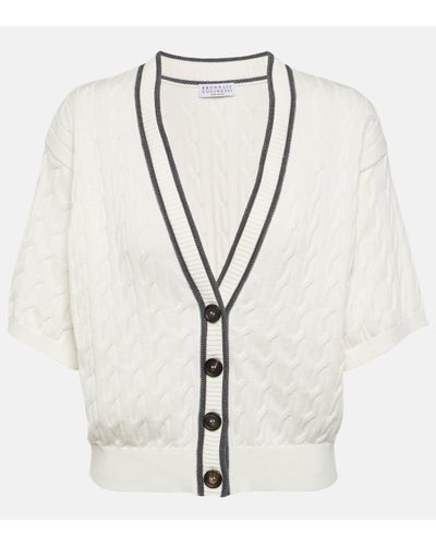 Brunello Cucinelli Cable-knit Cotton Cardigan - White