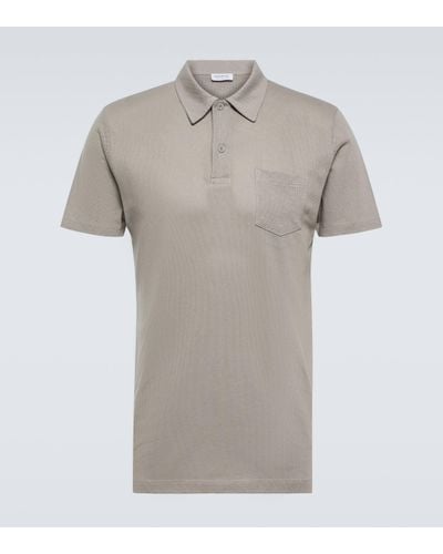 Sunspel Riviera Cotton Polo Shirt - Grey