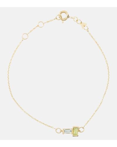 Aliita Armband Tu Y Yo aus 9kt Gelbgold mit Peridot und Aquamarin - Weiß