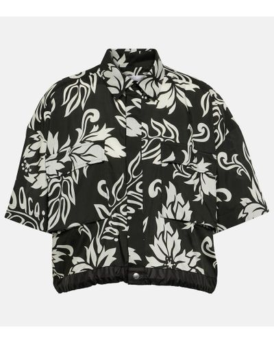 Sacai Camisa cropped floral - Negro