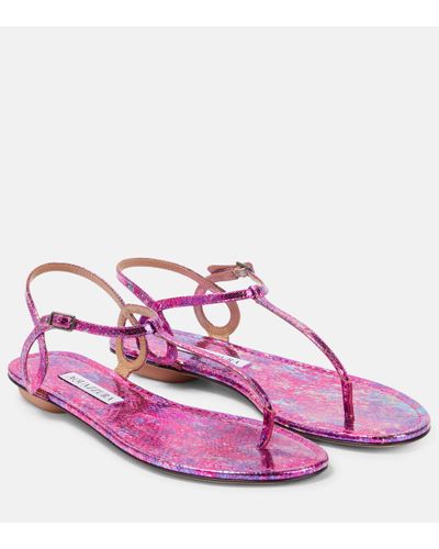 Aquazzura Almost Bare Leather Sandals - Pink