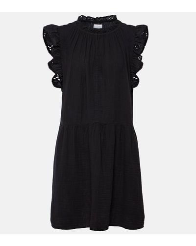 Velvet Grace Lace-trimmed Cotton Minidress - Black