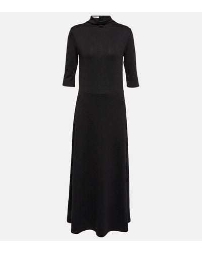 Vince Knitted Jersey Midi Dress - Black