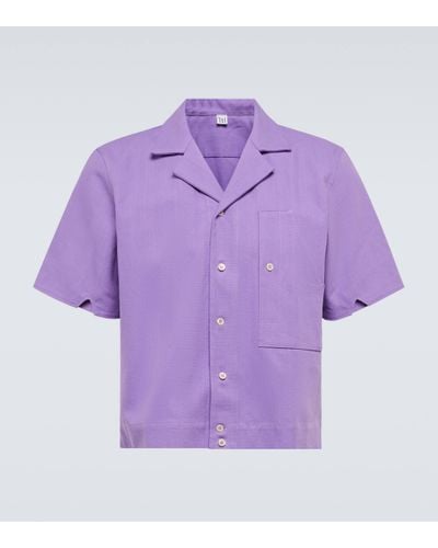 Winnie New York Cotton And Linen Bowling Shirt - Purple