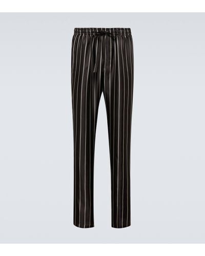 Dolce & Gabbana Pantalon de pyjama en soie rayee - Noir