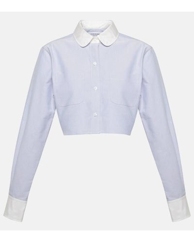 Thom Browne Cropped Cotton Shirt - Blue