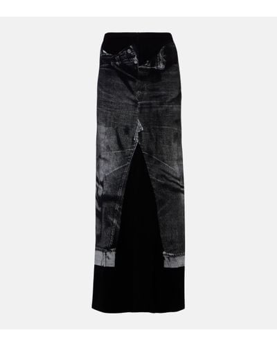 Jean Paul Gaultier Trompe L'oil Jersey Maxi Skirt - Black