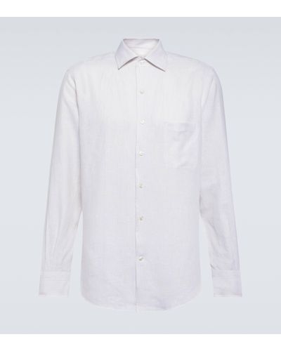Loro Piana Andre Striped Linen Shirt - White