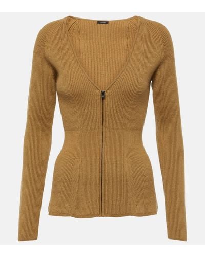 JOSEPH Wool Ribbed-knit Cardigan - Brown