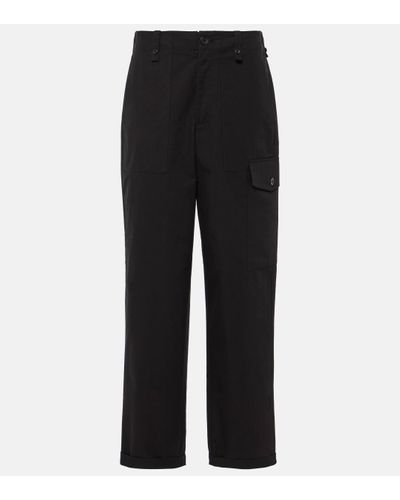 Proenza Schouler Octavia Cotton And Linen Straight Trousers - Black
