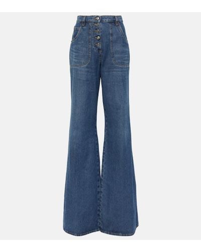 Etro Jeans flared con ricamo - Blu