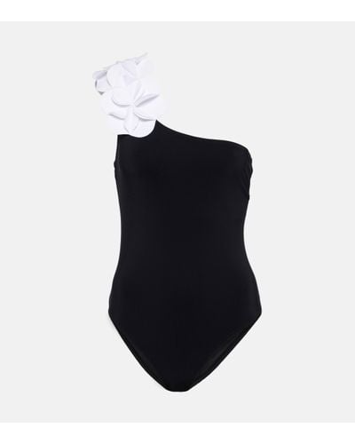 Karla Colletto Tess Floral-applique Swimsuit - Black