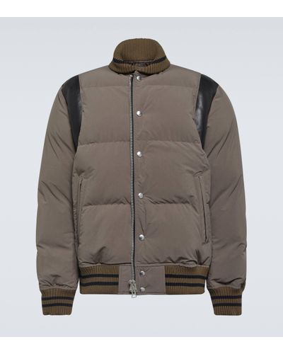 Sacai Leather-trimmed Padded Bomber Jacket - Brown