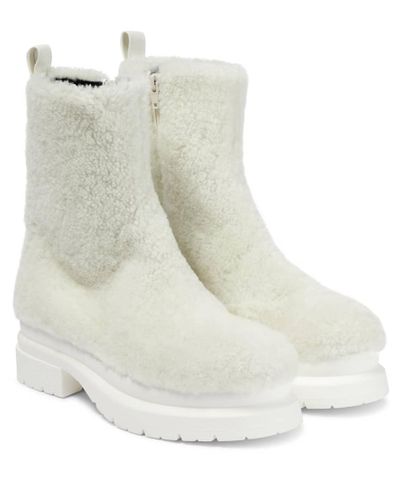 JW Anderson Ankle Boots aus Shearling - Weiß
