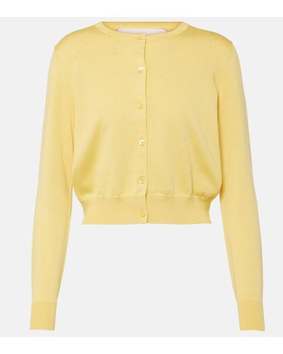 Carolina Herrera Silk And Cotton Cardigan - Yellow