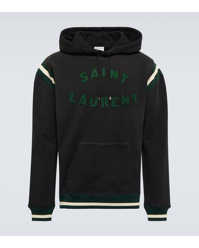 Saint Laurent Sweat-shirt a capuche en coton a logo - Noir