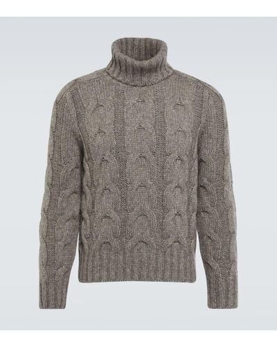 Tom Ford Pullover in misto lana a trecce - Grigio