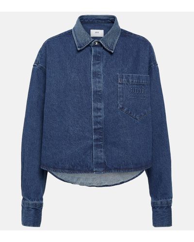 Ami Paris Cotton Denim Jacket - Blue