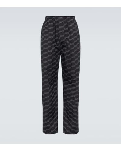 Balenciaga Bb Signature Cotton Pajama Pants - Gray