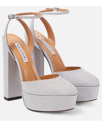 Aquazzura So High Glitter Platform Court Shoes - White