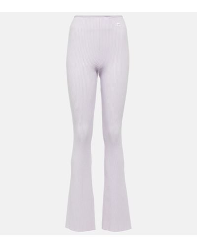 Courreges Reedition Ribbed-knit Flared Trousers - White