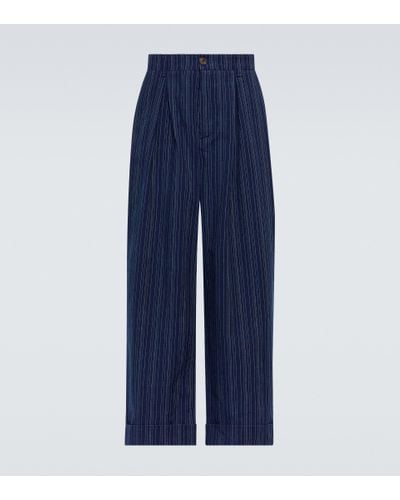 King & Tuckfield Cotton And Linen Pants - Blue
