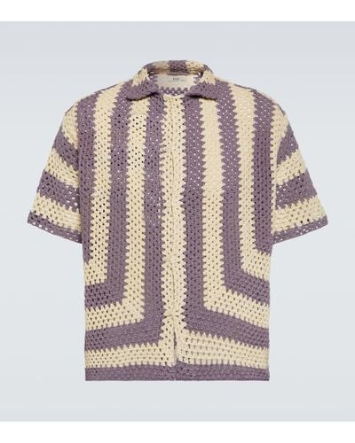 Bode Camicia Flagship in crochet di misto cotone - Viola