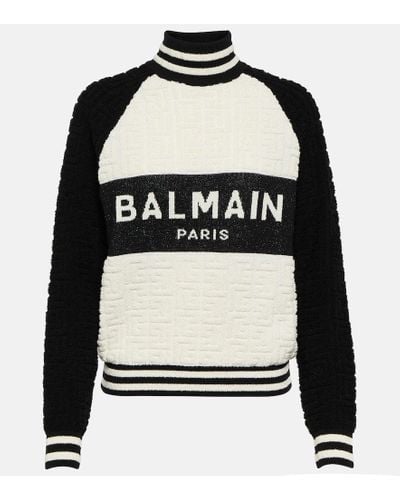 Balmain Jersey Monogram mezcla de lana y algodon - Negro