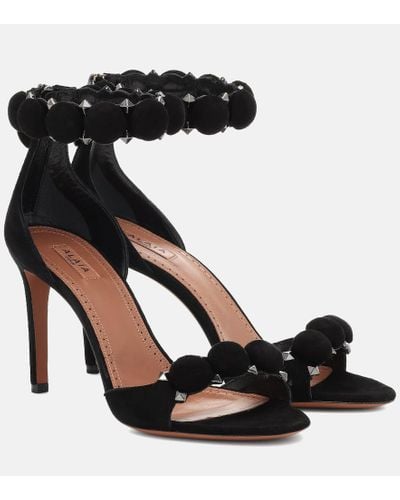 Alaïa 110 Spike-embellished Suede Sandals - Black