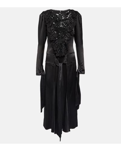 Rodarte Embellished Silk-satin Midi Dress - Black