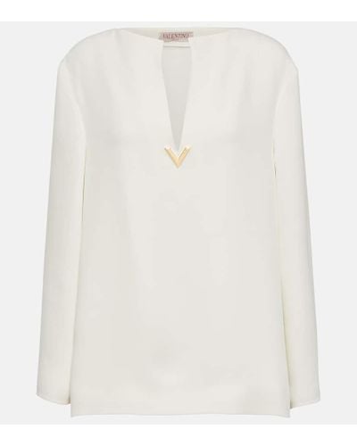 Valentino Blusa Cady Couture in seta - Bianco