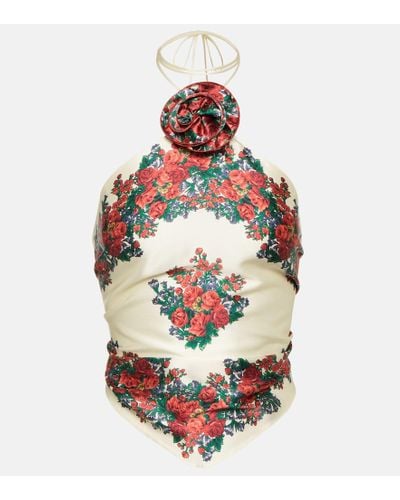 Magda Butrym Floral-applique Silk Top - Multicolor