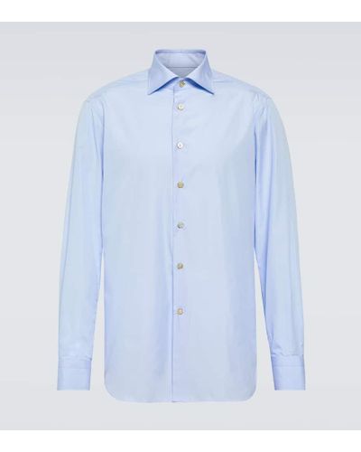 Kiton Camisa de popelin de algodon - Azul
