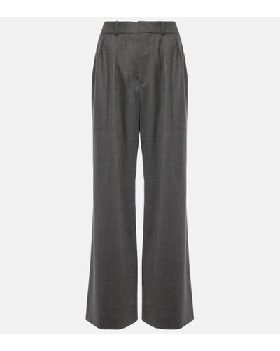 Wardrobe NYC Low-rise Wool Flannel Wide-leg Trousers - Grey