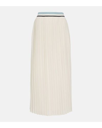 Moncler Pleated Georgette Midi Skirt - Natural