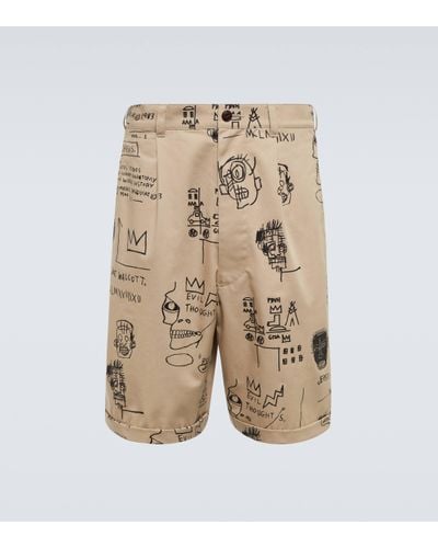 Junya Watanabe X Basquiat Printed Cotton Shorts - Natural