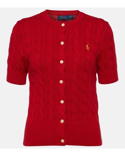 Polo Ralph Lauren Cable-knit Cotton Cardigan - Red