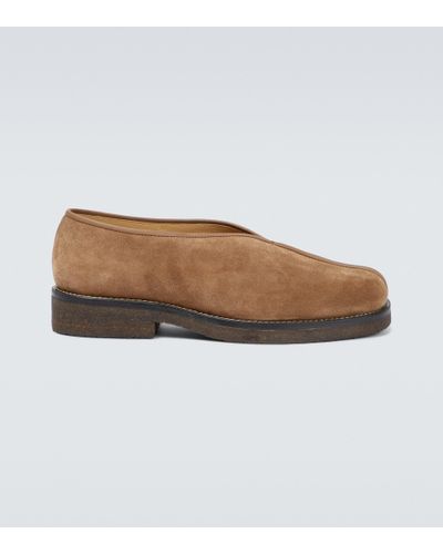Lemaire Piped Suede Loafers - Brown