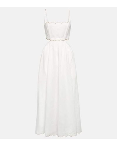 Zimmermann Cutout Linen Midi Dress - White