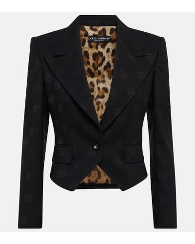 Dolce & Gabbana Cropped Wool-blend Blazer - Black